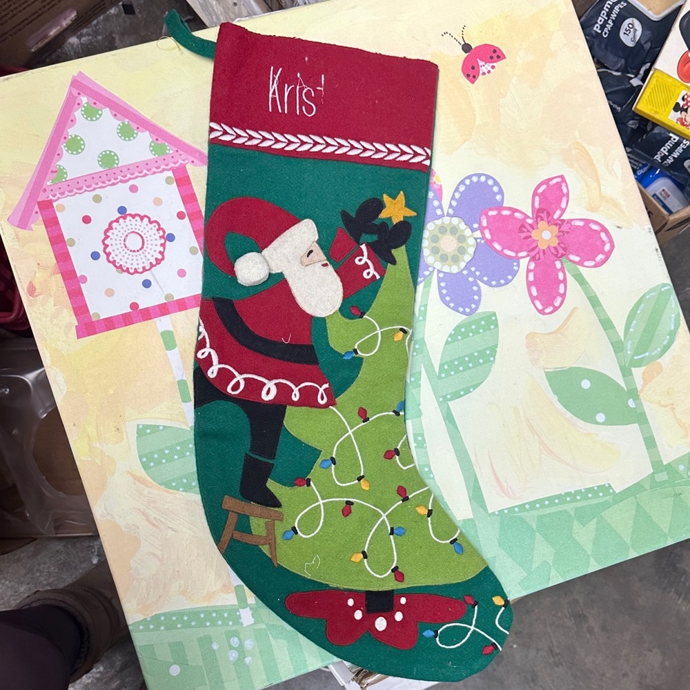 krist The Company Store Santa Stocking - Red, Green, and Black